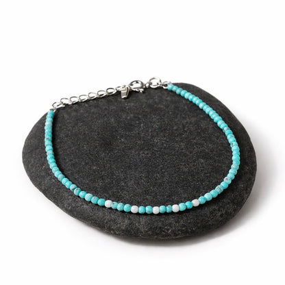 Howlite Turquoise 925 Sterling Silver Bead Bracelet