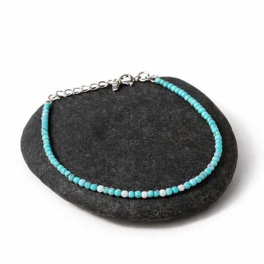 Howlite Turquoise 925 Sterling Silver Bead Bracelet