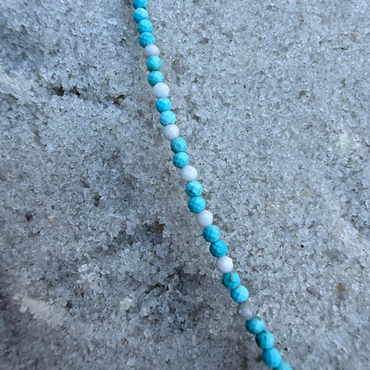 Howlite Turquoise 925 Sterling Silver Bead Bracelet