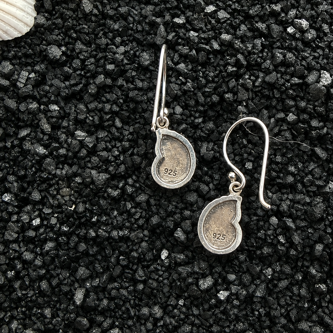 .925 Sterling Silver Shark Eye Shell Earrings