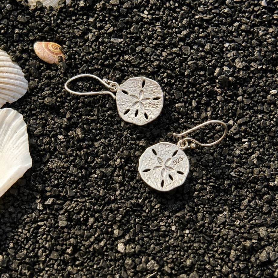 Sand Dollar Earrings 925 Sterling Silver