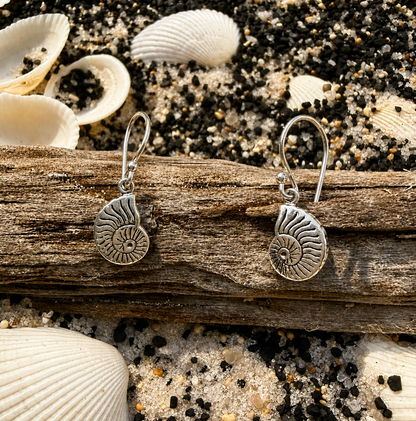 .925 Sterling Silver Shark Eye Shell Earrings