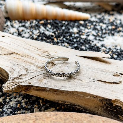 .925 Sterling Silver Filigree Toe Ring 2.2mm