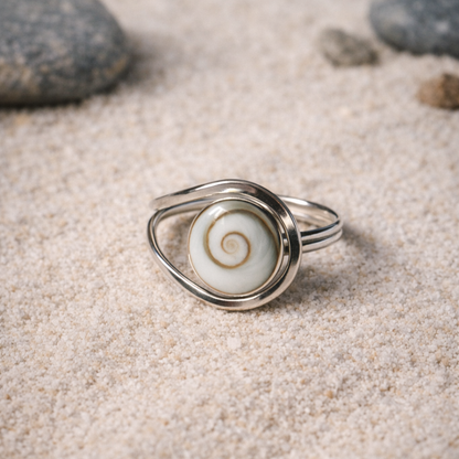 925 Sterling Silver Shiva Eye Shell Ring