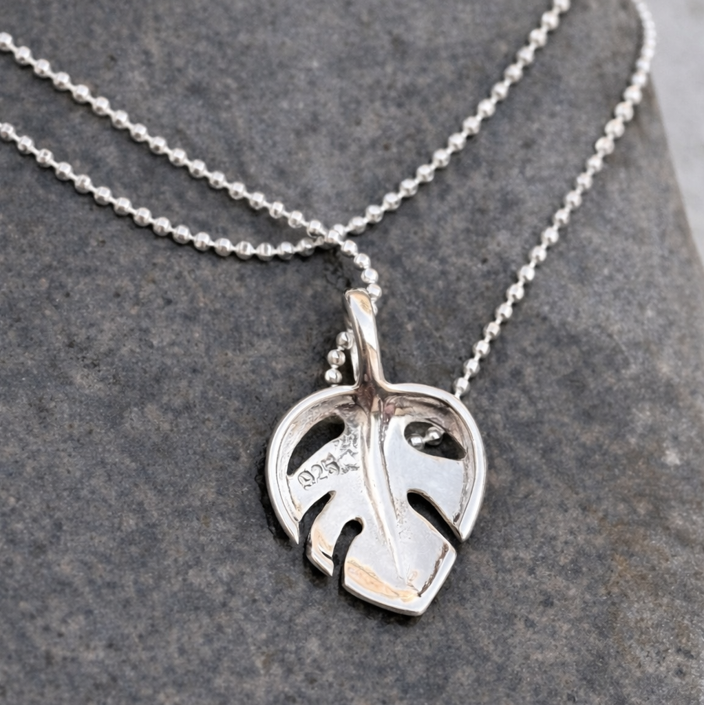Bean Tree Leaf 925 Sterling Silver Necklace