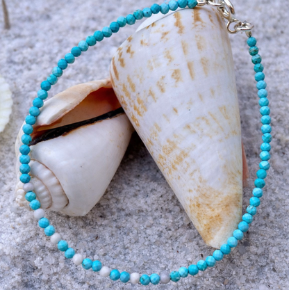 Howlite Turquoise 925 Sterling Silver Bead Bracelet